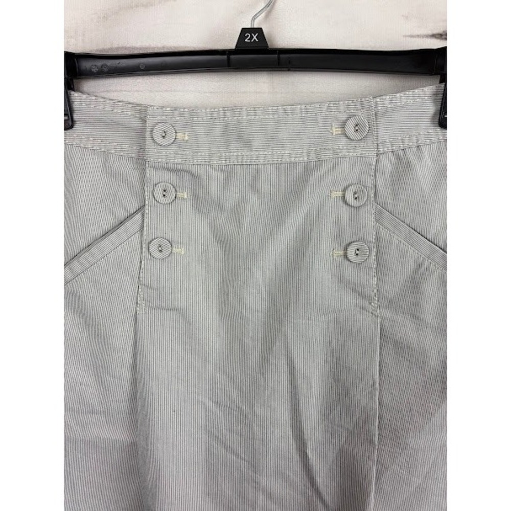 Ann Taylor Loft Blue White Striped Button Front A-Line Skirt Size 10 - Picture 3 of 8